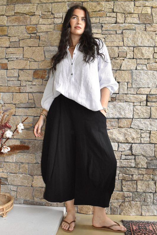 Jo Jo Quirky Hopsack Crop Pant Black 